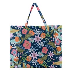 Flower Floral Background Painting Zipper Large Tote Bag by danenraven