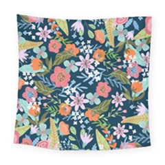 Flower Floral Background Painting Square Tapestry (large) by danenraven