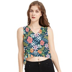 Flower Floral Background Painting V-neck Cropped Tank Top by danenraven