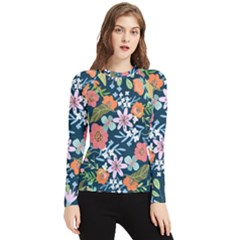 Flower Floral Background Painting Women s Long Sleeve Rash Guard by danenraven