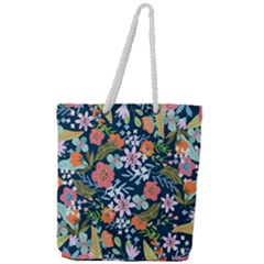 Flower Floral Background Painting Full Print Rope Handle Tote (large) by danenraven