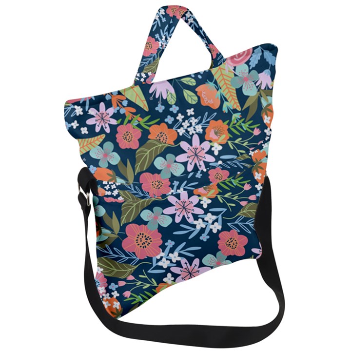 Flower Floral Background Painting Fold Over Handle Tote Bag