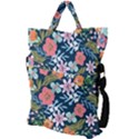 Flower Floral Background Painting Fold Over Handle Tote Bag View2