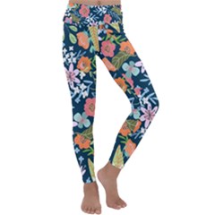 Flower Floral Background Painting Kids  Lightweight Velour Classic Yoga Leggings by danenraven