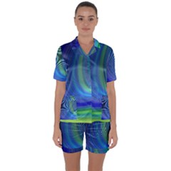 Space Design Abstract Sky Storm Satin Short Sleeve Pajamas Set by danenraven