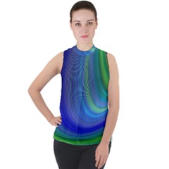 Space Design Abstract Sky Storm Mock Neck Chiffon Sleeveless Top by danenraven