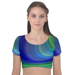 Space Design Abstract Sky Storm Velvet Short Sleeve Crop Top  by danenraven