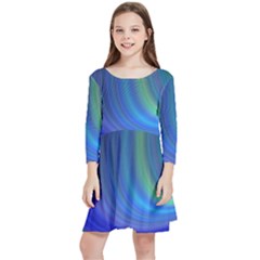 Space Design Abstract Sky Storm Kids  Quarter Sleeve Skater Dress by danenraven