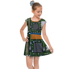 Illustration Motherboard Pc Computer Kids  Cap Sleeve Dress by danenraven