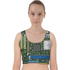 Illustration Motherboard Pc Computer Velvet Racer Back Crop Top by danenraven