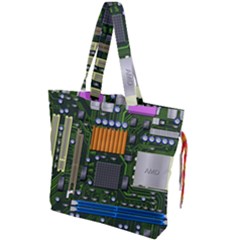 Illustration Motherboard Pc Computer Drawstring Tote Bag by danenraven