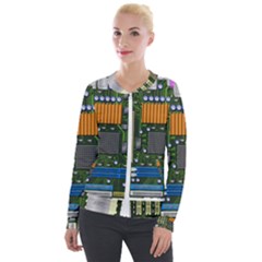 Illustration Motherboard Pc Computer Velvet Zip Up Jacket by danenraven