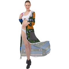 Illustration Motherboard Pc Computer Maxi Chiffon Beach Wrap by danenraven