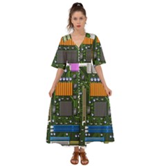 Illustration Motherboard Pc Computer Kimono Sleeve Boho Dress by danenraven