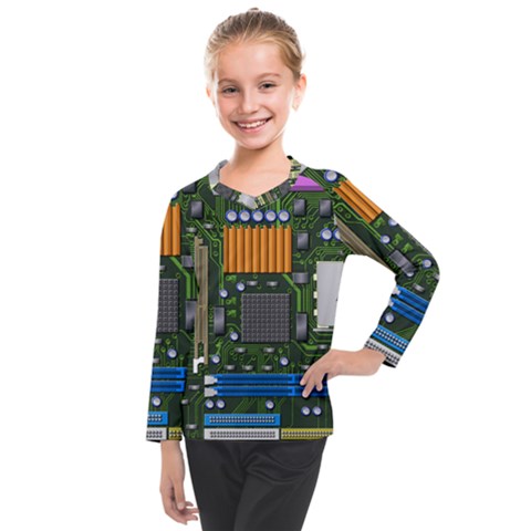 Illustration Motherboard Pc Computer Kids  Long Mesh Tee by danenraven