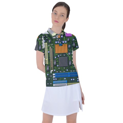 Illustration Motherboard Pc Computer Women s Polo Tee by danenraven