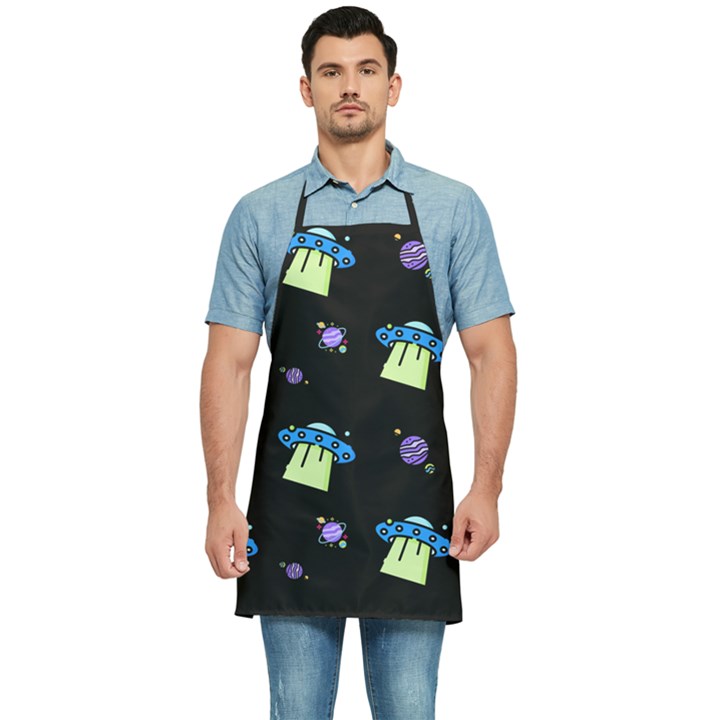 Galaxy Cosmos Rocket Spaceship Ufo Kitchen Apron