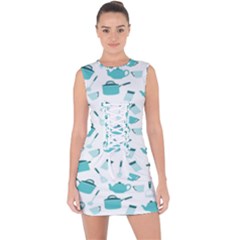 Kitchen Utensiles Cooking Pots Lace Up Front Bodycon Dress by Wegoenart