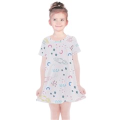 Galaxy Spaceship Patternstar Kids  Simple Cotton Dress by Wegoenart