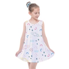 Galaxy Spaceship Patternstar Kids  Summer Dress by Wegoenart