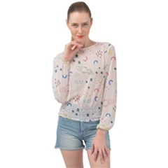 Galaxy Spaceship Patternstar Banded Bottom Chiffon Top