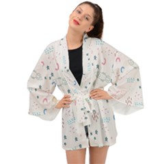 Galaxy Spaceship Patternstar Long Sleeve Kimono by Wegoenart