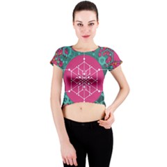 Blockchain Networking Digitization Crew Neck Crop Top by Wegoenart