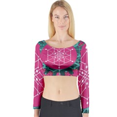 Blockchain Networking Digitization Long Sleeve Crop Top by Wegoenart