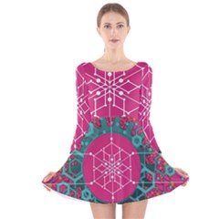 Blockchain Networking Digitization Long Sleeve Velvet Skater Dress by Wegoenart