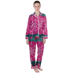 Blockchain Networking Digitization Satin Long Sleeve Pajamas Set