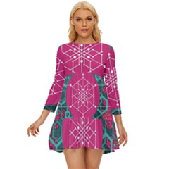 Blockchain Networking Digitization Long Sleeve Babydoll Dress by Wegoenart