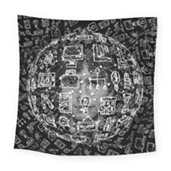 Background Burnout Template Doodle Square Tapestry (large) by Wegoenart