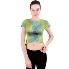 Ellipse Pattern Elliptical Abstract Crew Neck Crop Top by Wegoenart