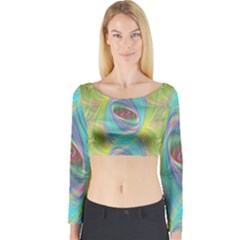 Ellipse Pattern Elliptical Abstract Long Sleeve Crop Top by Wegoenart