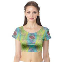 Ellipse Pattern Elliptical Abstract Short Sleeve Crop Top by Wegoenart