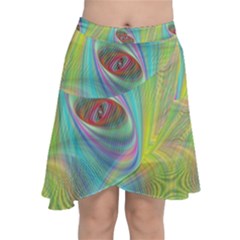 Ellipse Pattern Elliptical Abstract Chiffon Wrap Front Skirt by Wegoenart