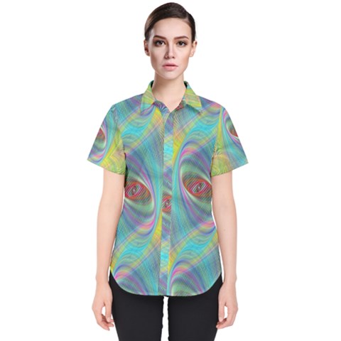 Ellipse Pattern Elliptical Abstract Women s Short Sleeve Shirt by Wegoenart