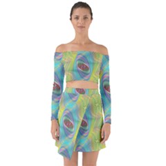 Ellipse Pattern Elliptical Abstract Off Shoulder Top With Skirt Set by Wegoenart