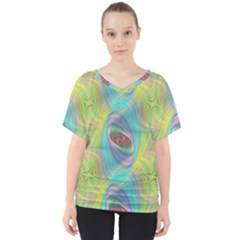 Ellipse Pattern Elliptical Abstract V-neck Dolman Drape Top by Wegoenart