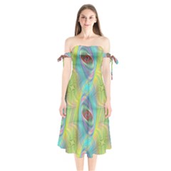 Ellipse Pattern Elliptical Abstract Shoulder Tie Bardot Midi Dress by Wegoenart