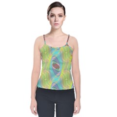 Ellipse Pattern Elliptical Abstract Velvet Spaghetti Strap Top by Wegoenart