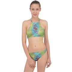 Ellipse Pattern Elliptical Abstract Racer Front Bikini Set by Wegoenart