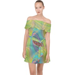 Ellipse Pattern Elliptical Abstract Off Shoulder Chiffon Dress by Wegoenart