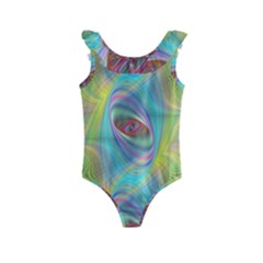 Ellipse Pattern Elliptical Abstract Kids  Frill Swimsuit by Wegoenart