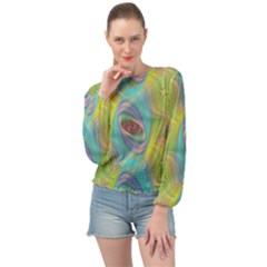 Ellipse Pattern Elliptical Abstract Banded Bottom Chiffon Top by Wegoenart