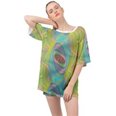 Ellipse Pattern Elliptical Abstract Oversized Chiffon Top by Wegoenart