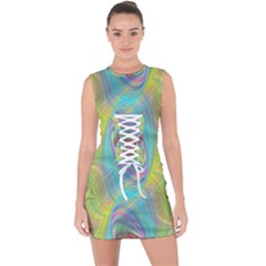 Ellipse Pattern Elliptical Abstract Lace Up Front Bodycon Dress by Wegoenart