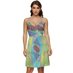 Ellipse Pattern Elliptical Abstract V-neck Pocket Summer Dress  by Wegoenart