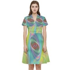 Ellipse Pattern Elliptical Abstract Short Sleeve Waist Detail Dress by Wegoenart