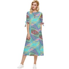 Ellipse Pattern Elliptical Abstract Bow Sleeve Chiffon Midi Dress by Wegoenart